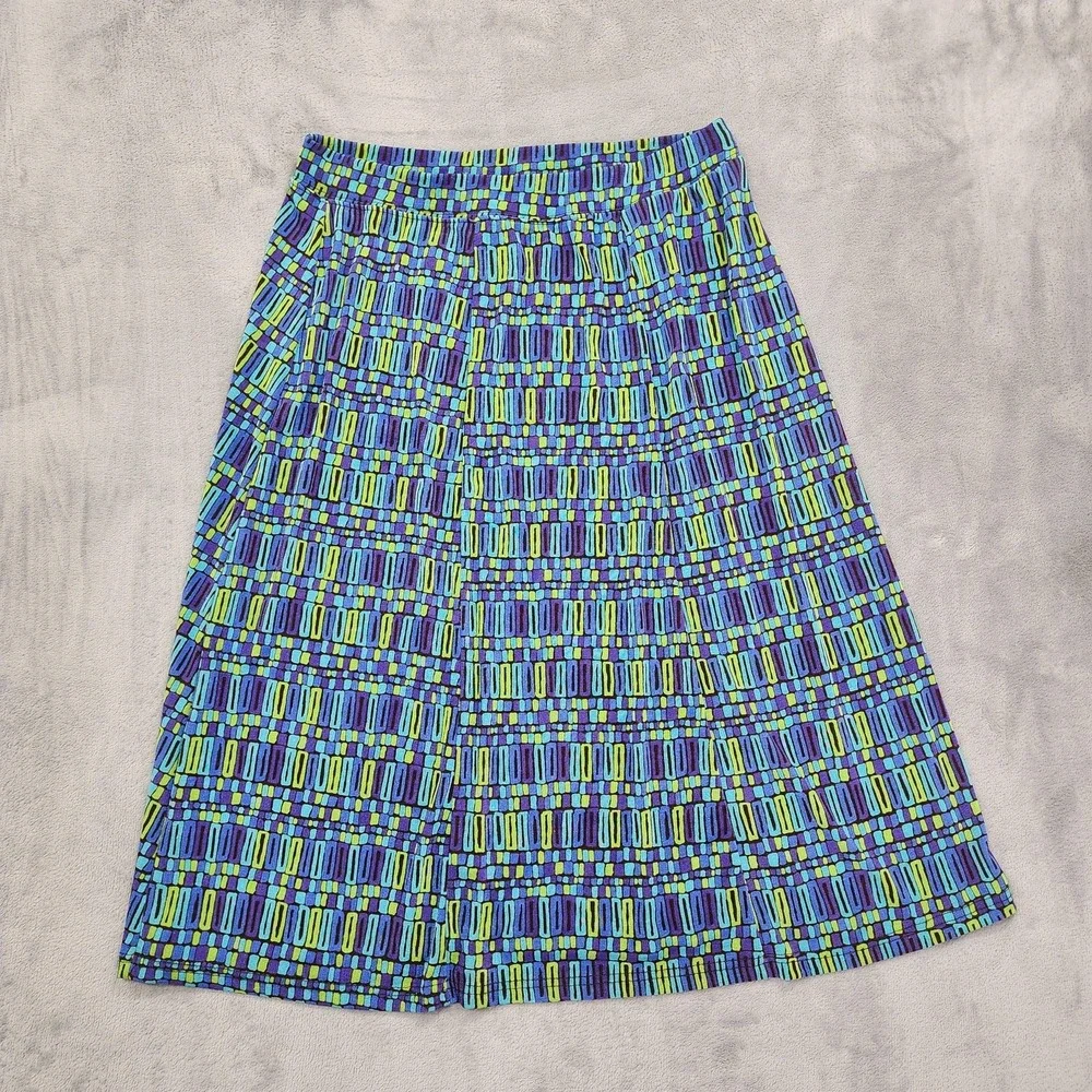 Vintage Jaclyn Smith Skirt Women S Multicolor Geometric Knit A-Line Midi Pull On